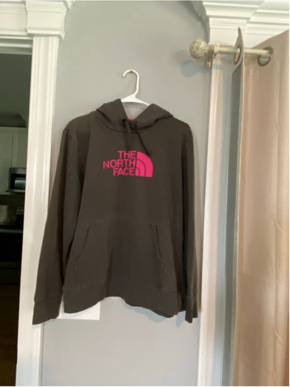 The North Face, gray and pink hoodie, size XL
